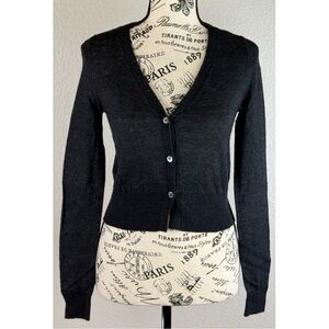 Everlane The Featherweight Alpaca Cropped Cardigan Charcoal Gray, size XS